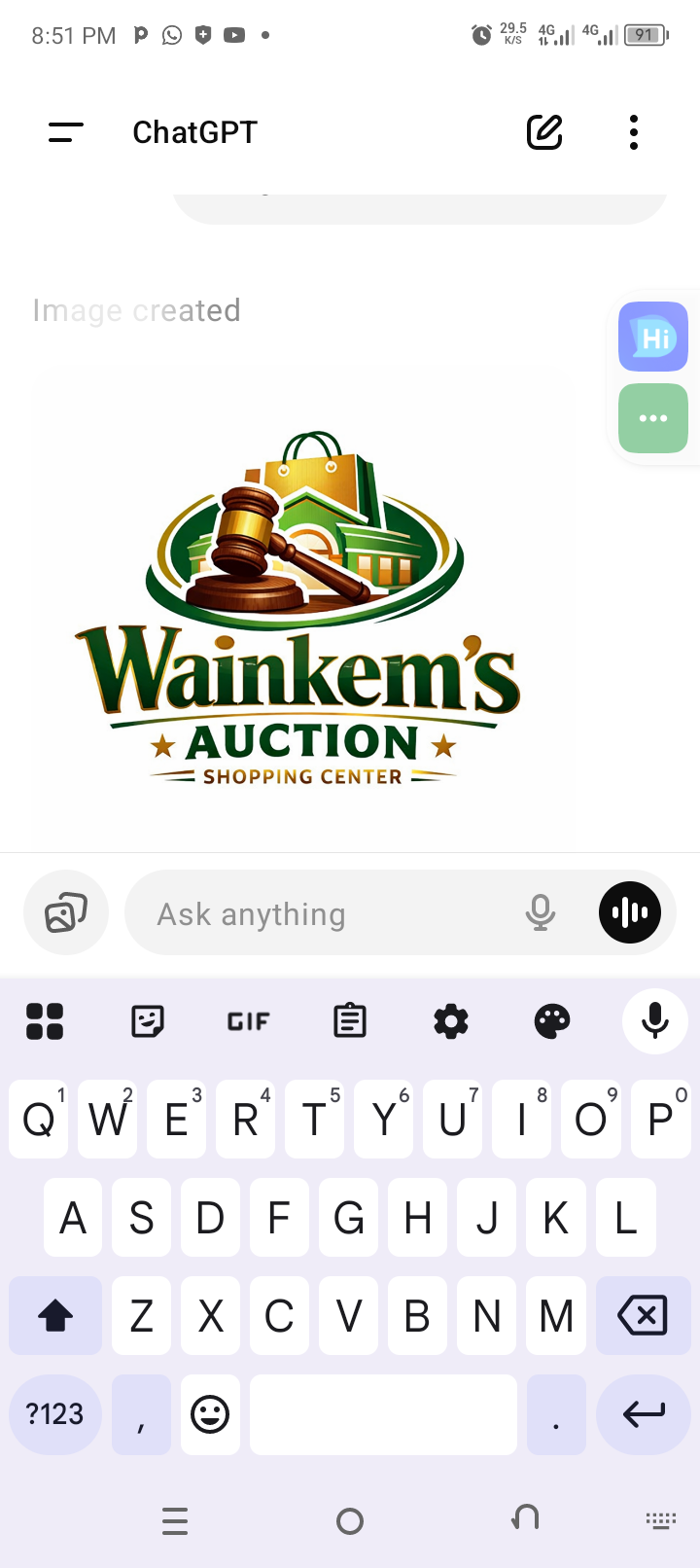 Wainkem's auction shopping center